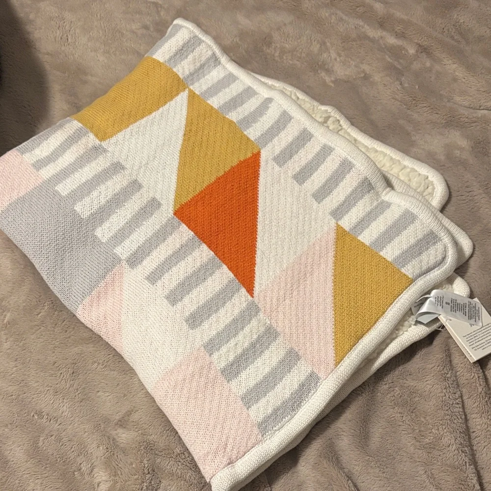 West Elm x PBK Knit Cotton Divided Squares Baby Blanket NWT